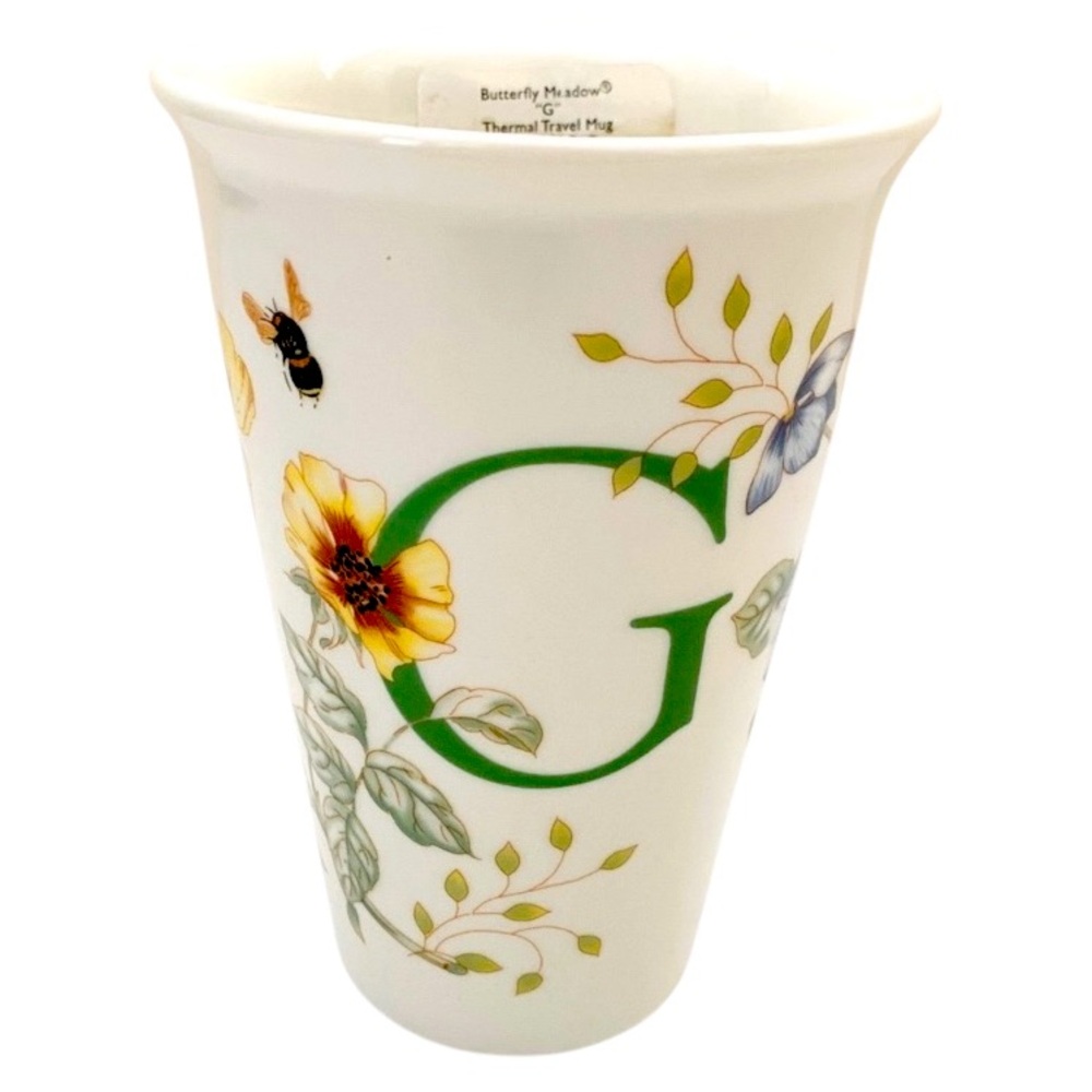 Lenox Butterfly Meadow Travel Mug
Thermal Coffee Monogram Initial "G” Whimsical